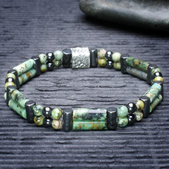 African Turquoise Double Power Bracelet - Picture 2 of 2